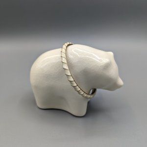 Enamel Bangle Bracelet Ivory with Gold Tone Accents